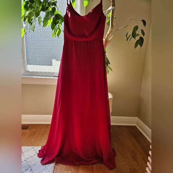 Azazie Daenerys Burgundy Flowy Cowl Chiffon Dress - Picture 5 of 9